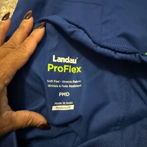 Landau ProFlex Modern Fit Scrub Top in Blue